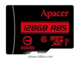 Apacer microSDXC Card Class 10 UHS-I U1 (R85 MB/s) 128GB + SD adapter