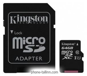 Kingston Canvas Select microSDXC Class 10 UHS-I U1 64GB + SD adapter (SDCS/64GB)