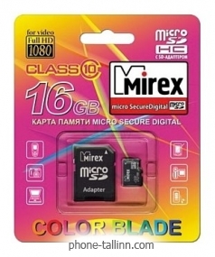 Mirex microSDHC Class 10 16GB + SD adapter