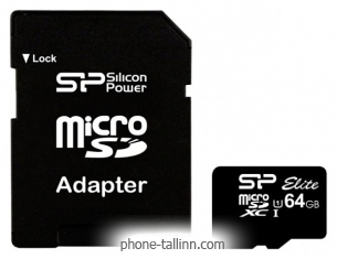 Silicon Power ELITE microSDXC 64GB UHS Class 1 Class 10 + SD adapter