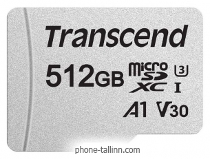 Transcend microSDXC 300S Class 10 U3 A1 V30 512GB + SD adapter (TS512GUSD300S-A)