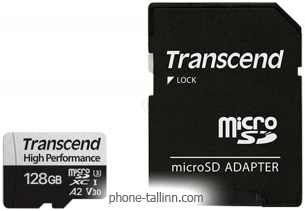 Transcend microSDXC 330S Class 10 U3 A1 V30 128GB + SD adapter